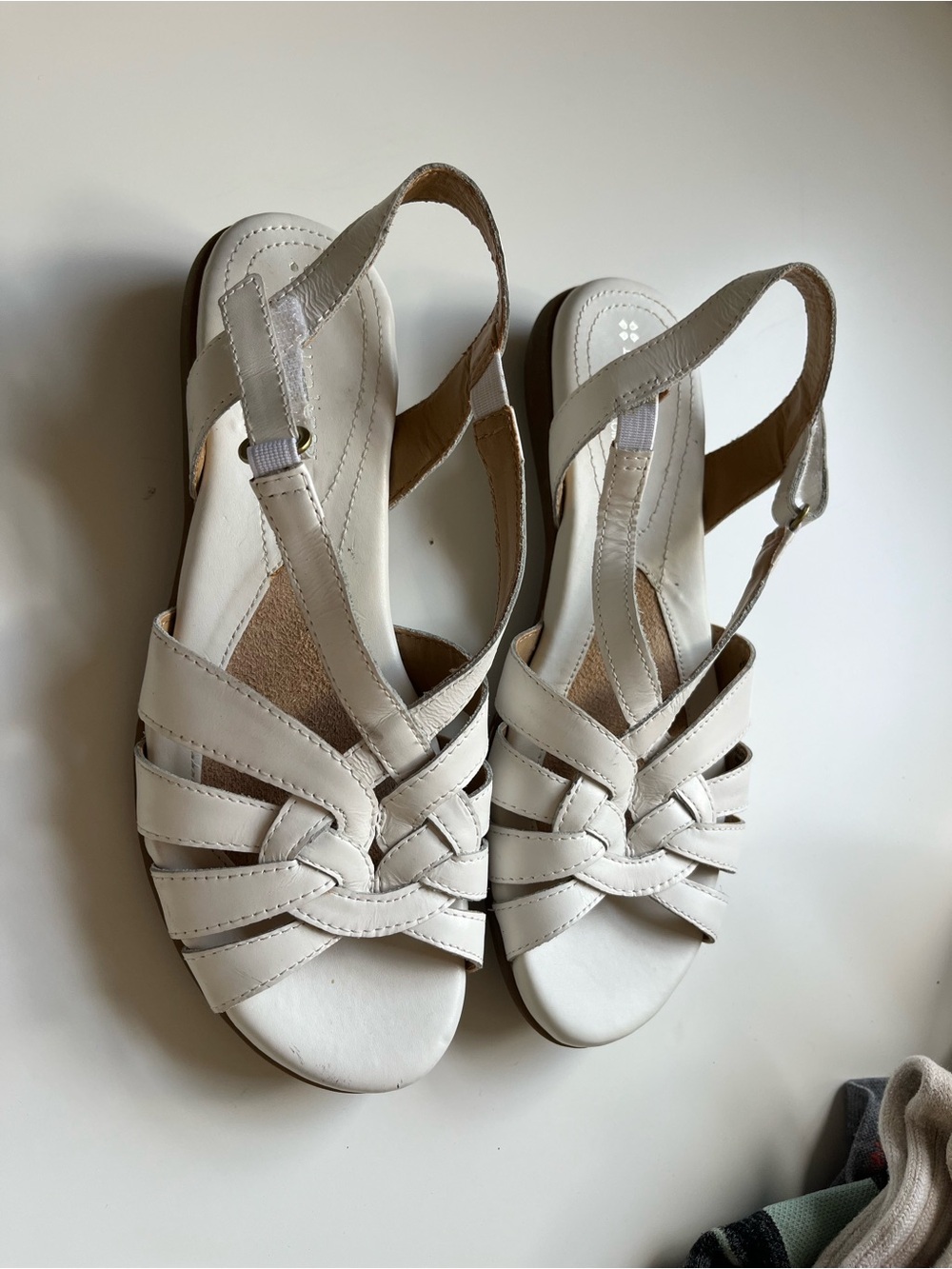 Naturalizer Women's White Leather Woven Slingback Sandals